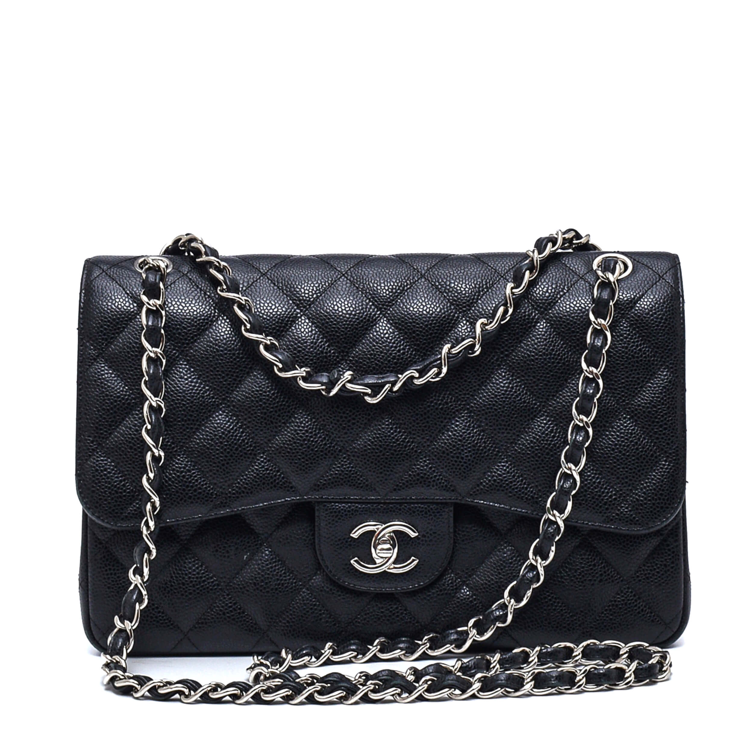 Chanel- Black Caviar Leather Jumbo Doubl Flap Bag